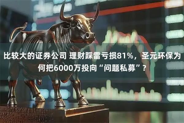 比较大的证券公司 理财踩雷亏损81%,圣元环保为何把6000万投向“问题私募”?